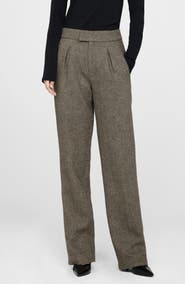 ANINE BING Brice Herringbone Wool Blend Trousers