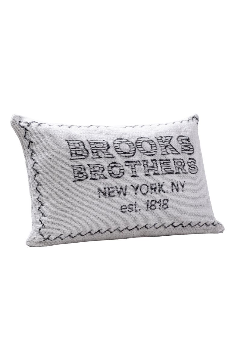 Brooks Brothers Est. 1818 Logo Cotton Throw Pillow, Alternate, color, White