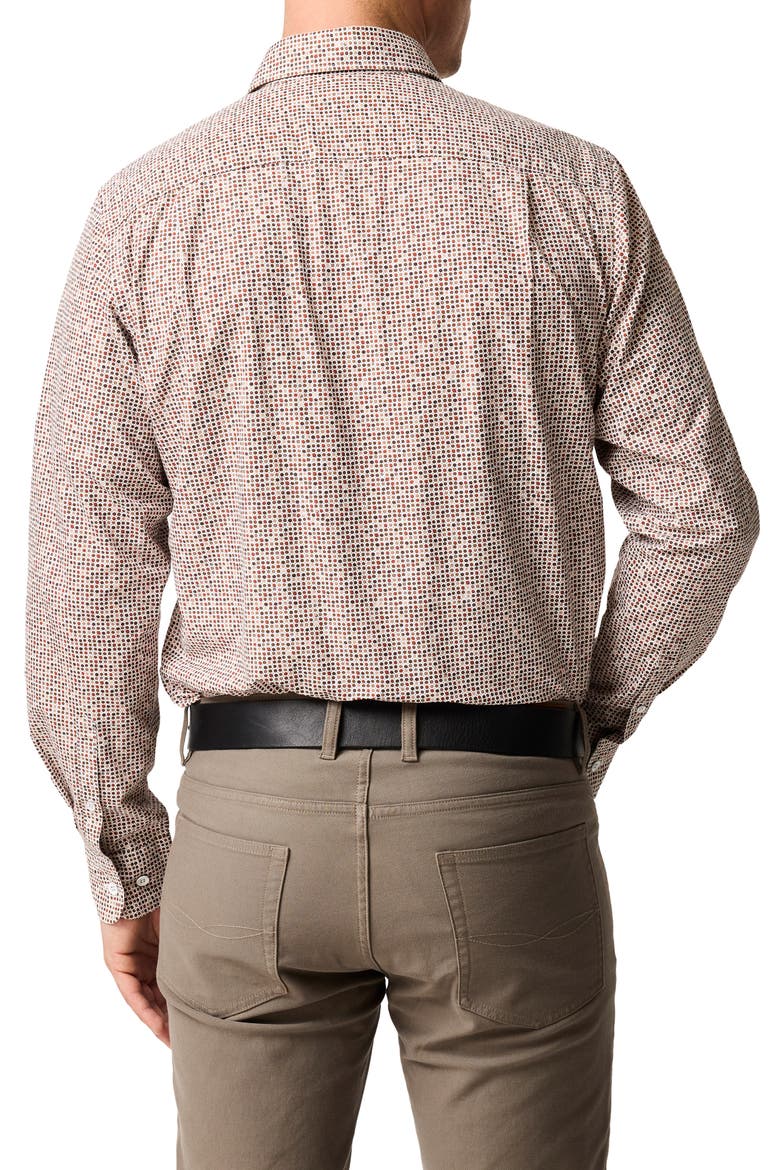 Eastborne Sports Fit Dot Print Cotton Button-Up Shirt, Alternate, color, OLIVE