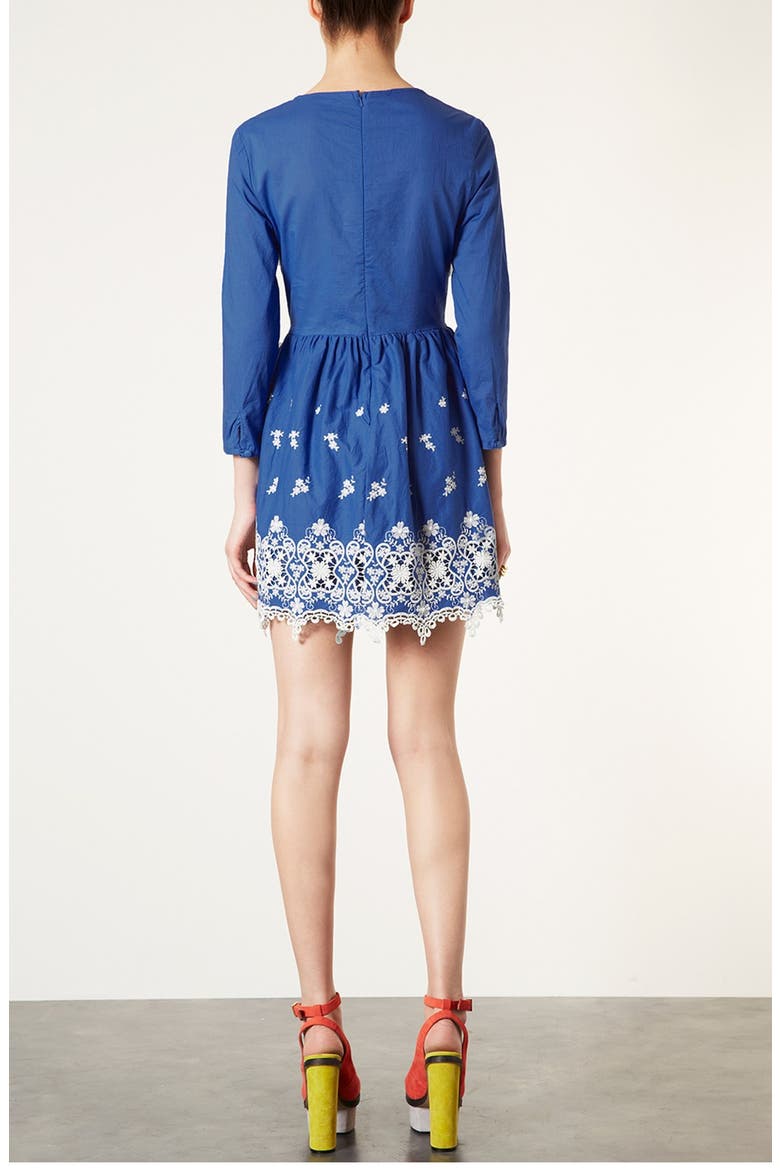 Embroidered Dress, Alternate, color, CORNFLOWER
