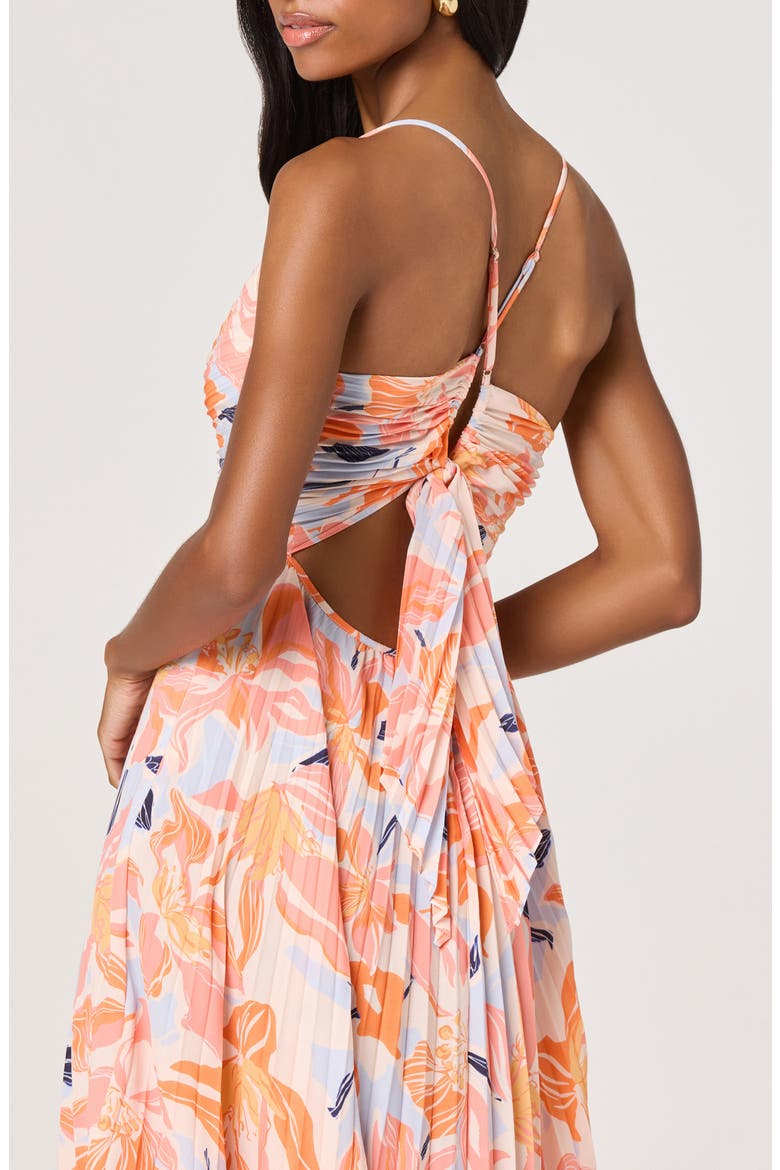 Blythe Pleated Maxi Dress, Alternate, color, ORANGE BLUE FLORAL