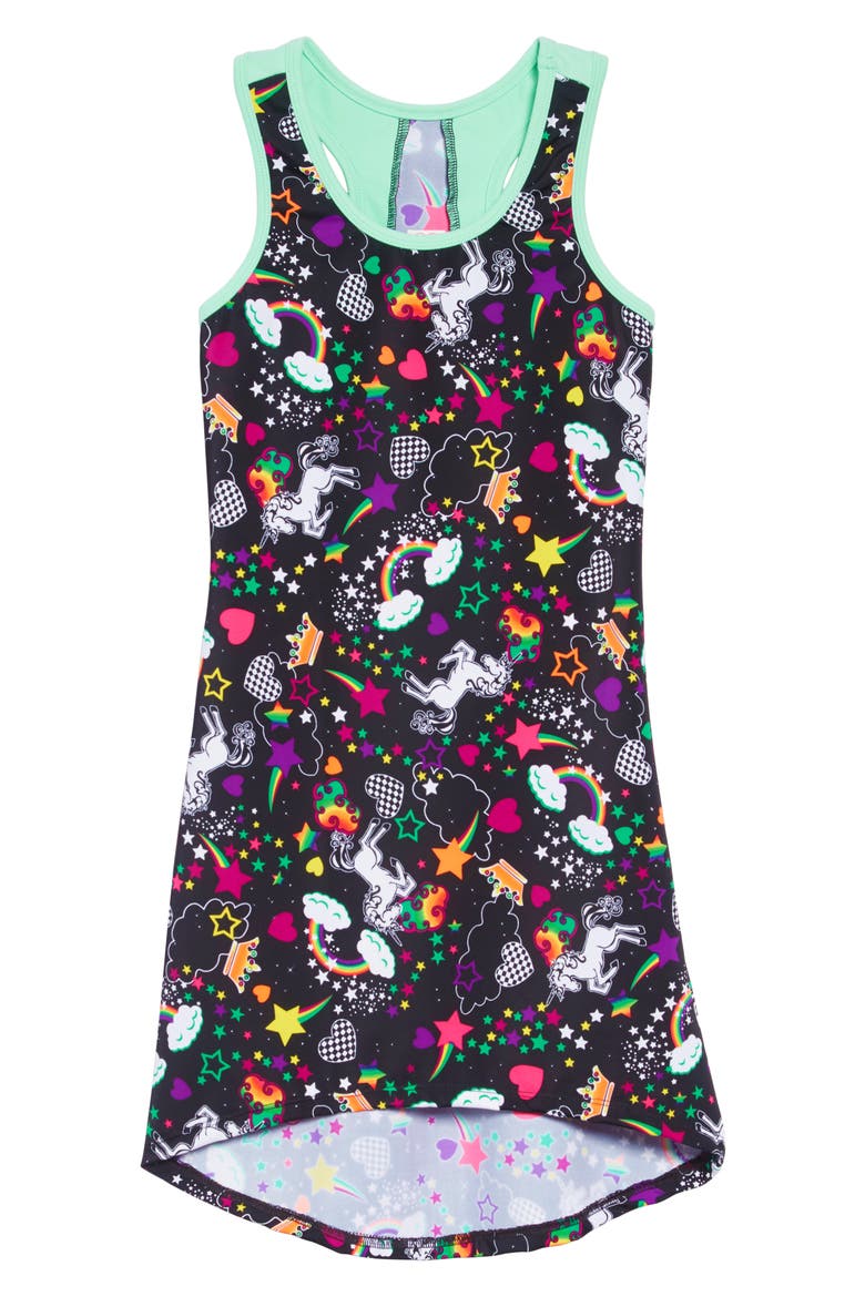 Unicorn Love Active Dress, Main, color, BLACK/ AQUA