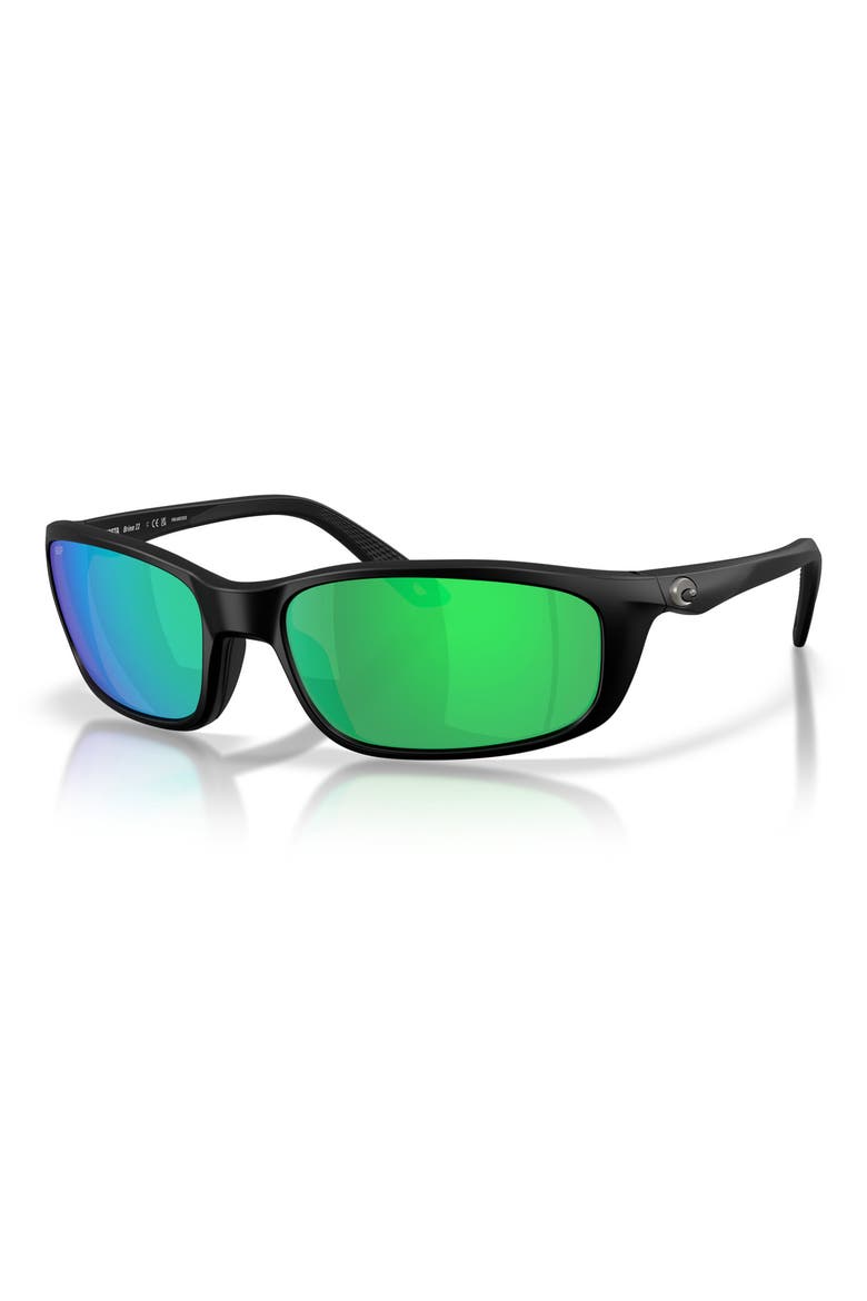 Brine II 59mm Polarized Rectangular Sunglasses, Alternate, color, BLACK / GREEN MIRROR