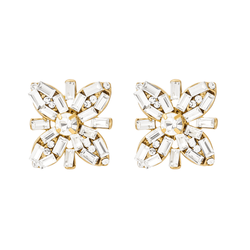 Untamed Petals Quinn Crystal Stud Earrings In Gold