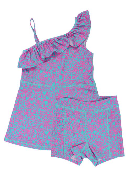 Shop Rufflebutts Girls Active Tennis Dress And Bike Short Set In Neon Glow