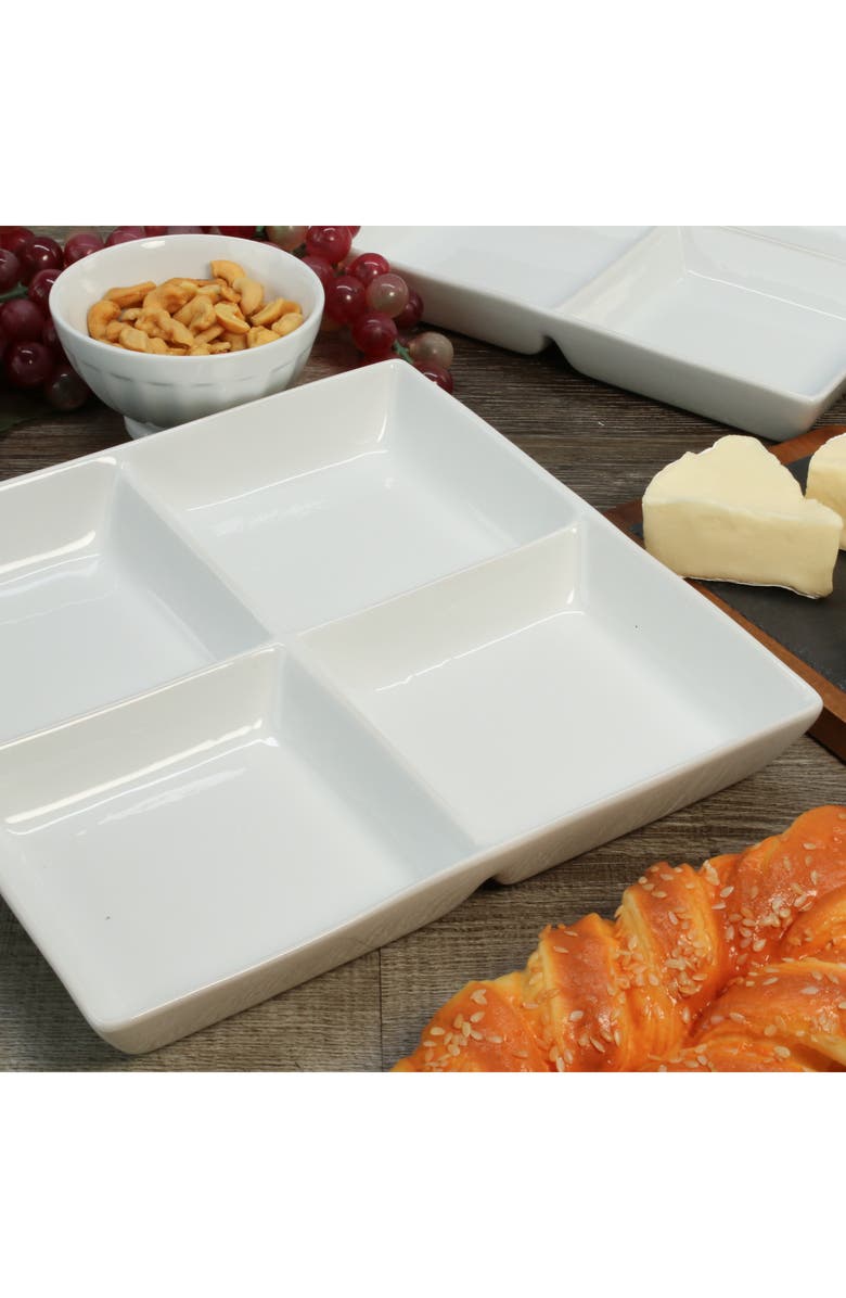 BIA Cordon Bleu Set of 2 4-Compartment Serving Dishes, Alternate, color, White