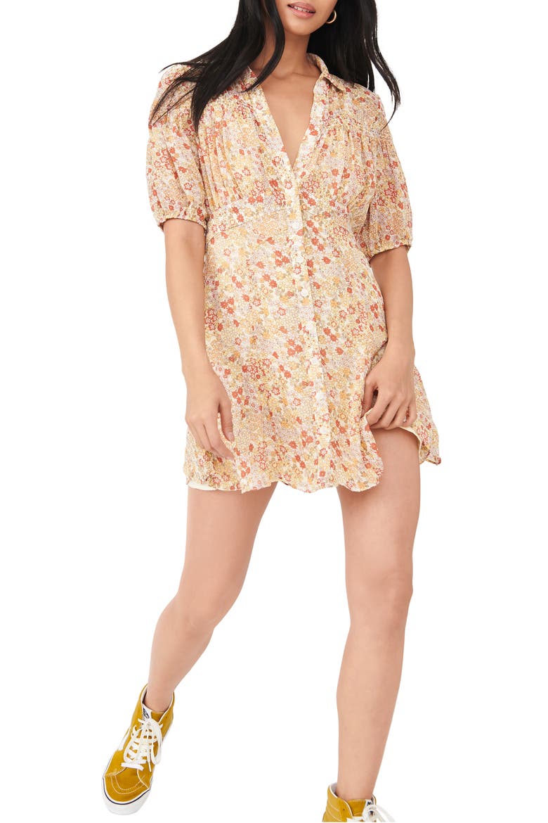 Bonnie Floral Print Minidress, Main, color, TEA COMBO