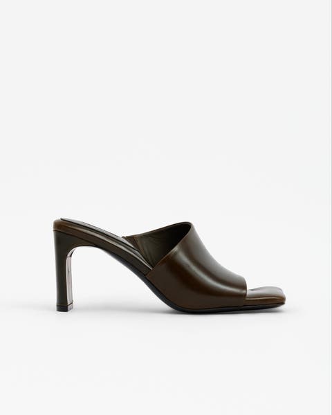 Alba Leather Heeled Mule Sandals