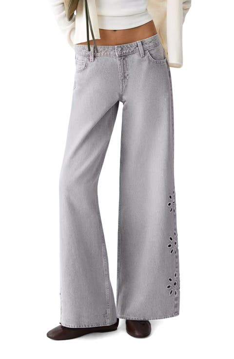 Floral Embroidered Straight Leg Jeans
