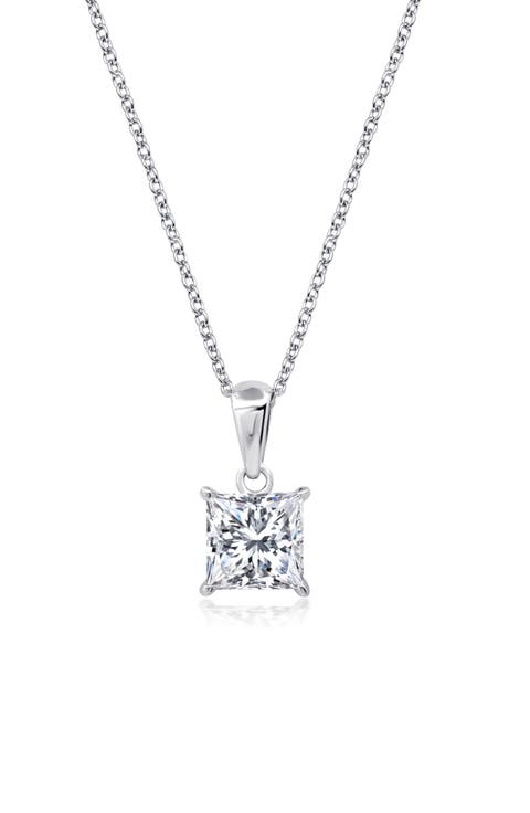 Princess Cut Cubic Zirconia Pendant Necklace