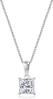 Crislu Princess Cut Cubic Zirconia Pendant Necklace