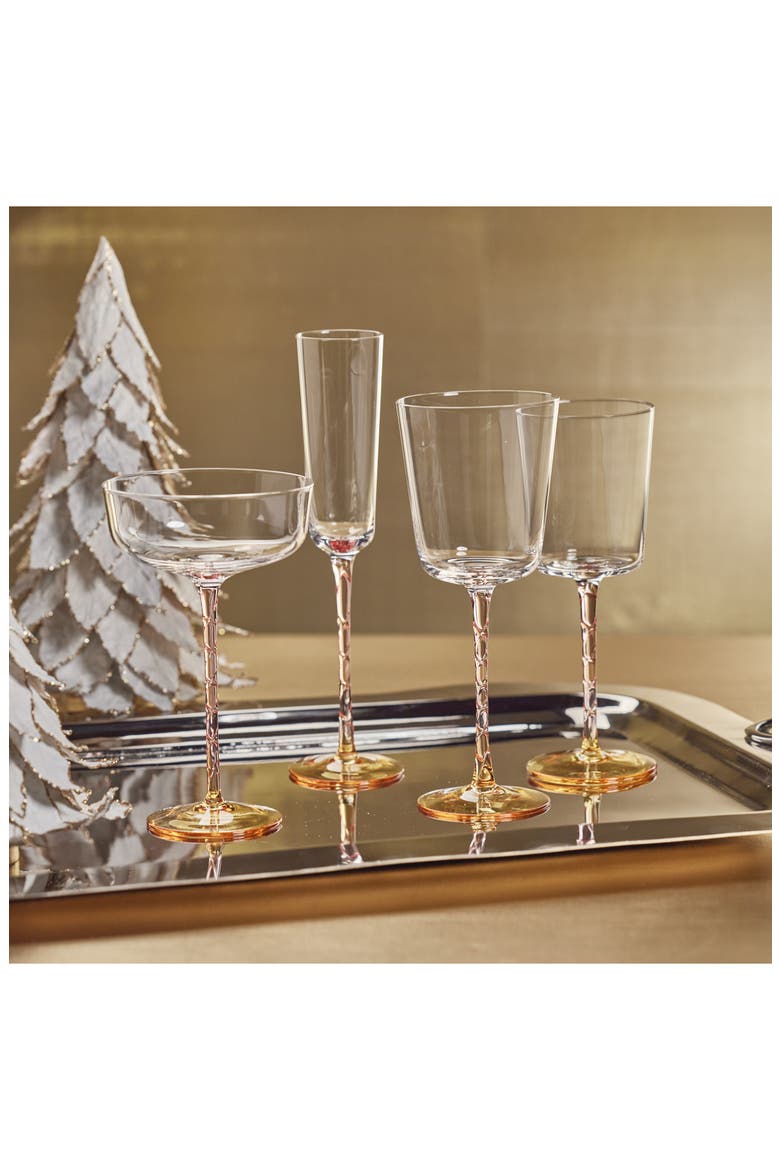 Sachi Set of 6 Champagne Flutes, Alternate, color, AMBER/ PINK