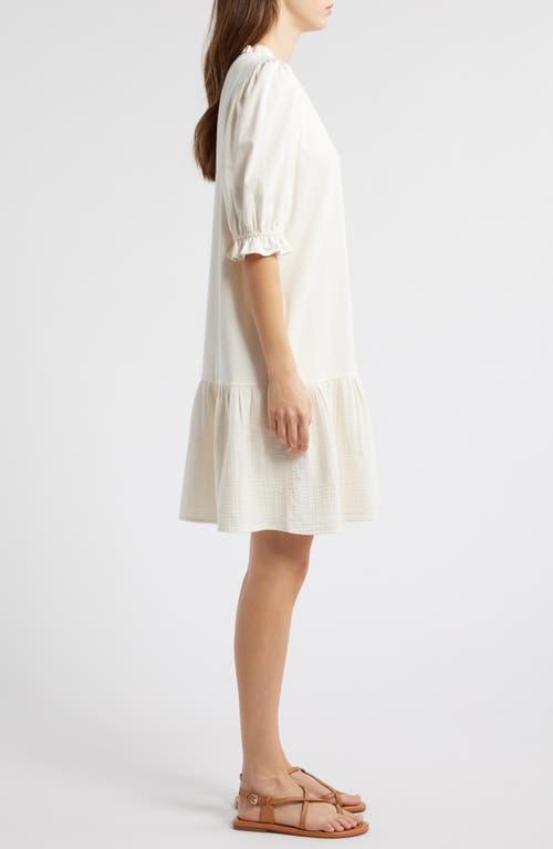Caslonr Caslon(r) Ruffle Trim Shift Dress In Ivory Pristine