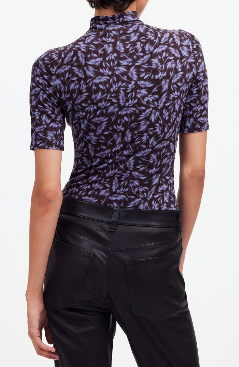 Madewell Floral Drapey Mock Neck Puff Sleeve Top, Alternate, color, 