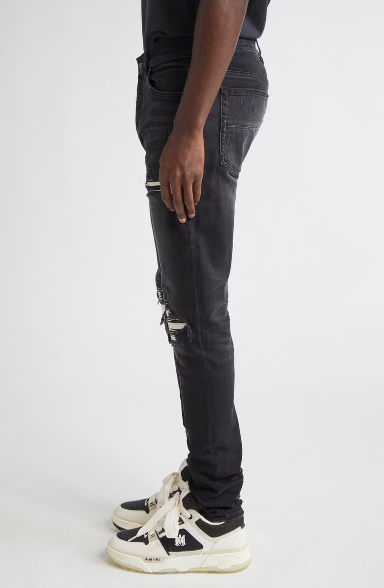AMIRI MX1 Ultrasuede Patched Skinny Jeans, Alternate, color, Vintage Black