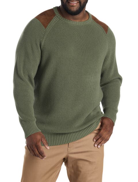 Big & Tall Shoulder Patch Crewneck Sweater