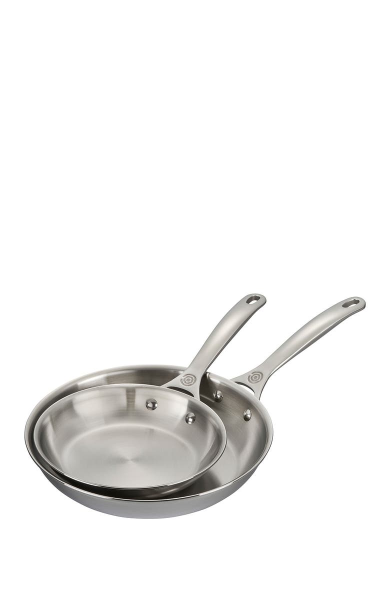 Le Creuset Set of 2 Stainless Steel Fry Pans, Main, color, Stainless Steel