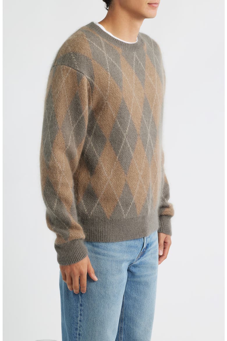 Argyle Crewneck Sweater, Alternate, color, TAUPE MULTI