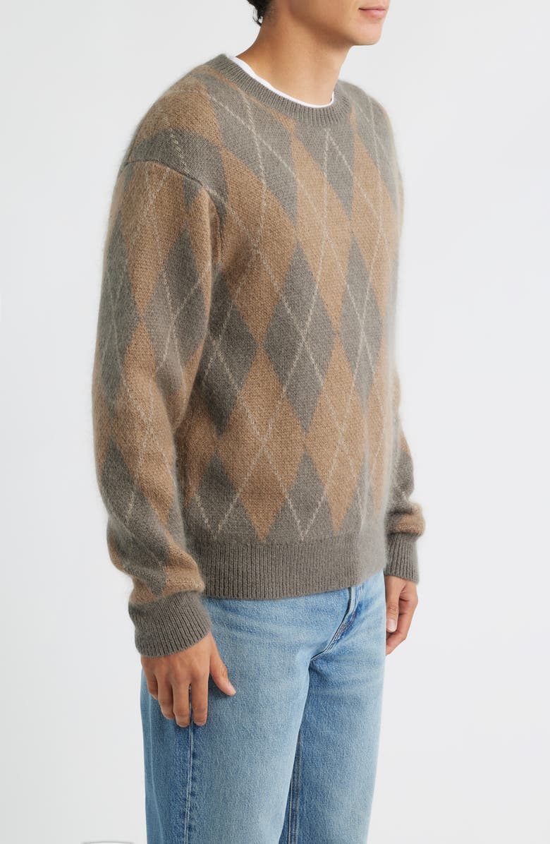 FRAME Argyle Crewneck Sweater, Alternate, color, Taupe Multi