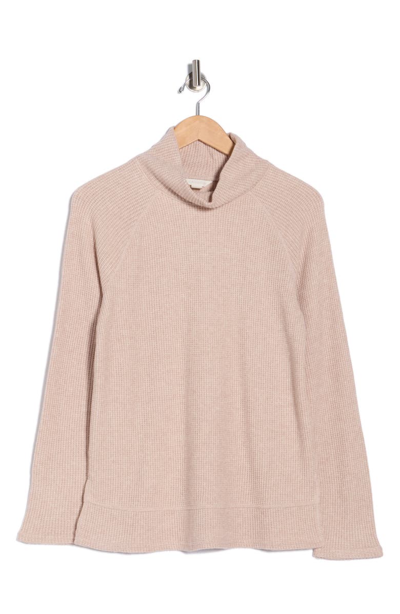 Caslon<sup>®</sup> Cozy Cowl Neck Long Sleeve Waffle Knit Top, Alternate, color, Beige