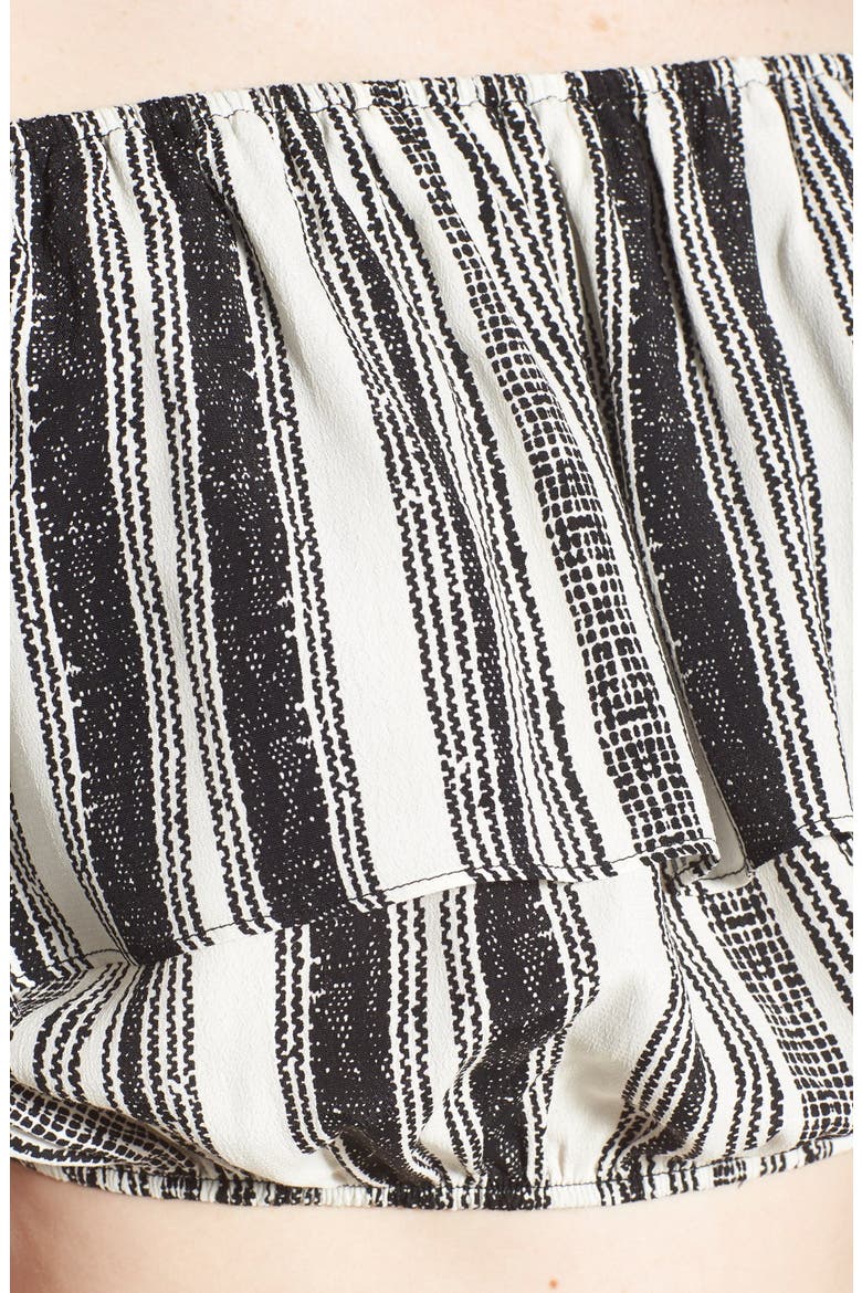 ASTR Off the Shoulder Crop Blouse, Alternate, color, WHITE/ BLACK