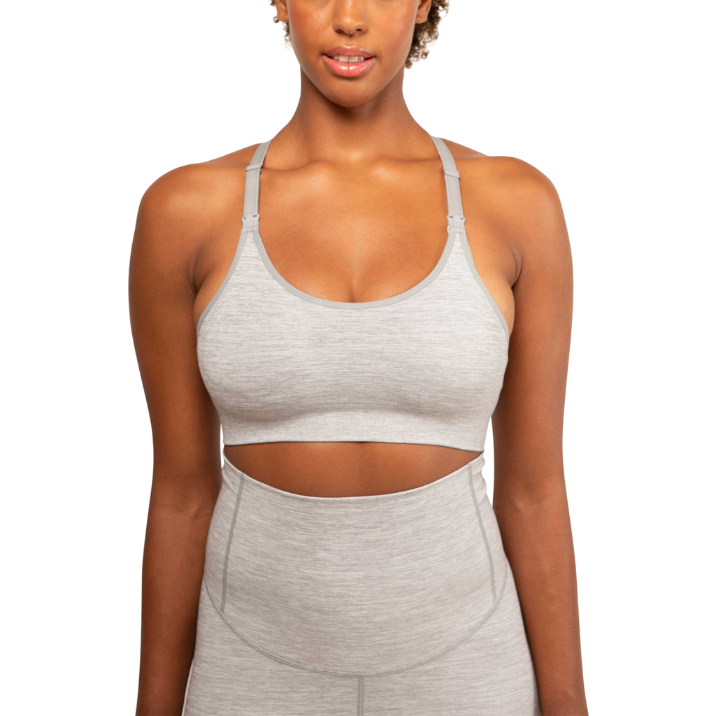 Modern Eternity Maternity Layla Yoga Racer Back Nursing Bra In Gray