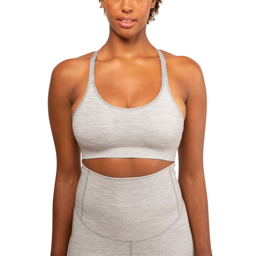 Modern Eternity Maternity Layla Yoga Racer Back Nursing Bra In Gray