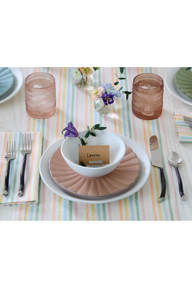 Linen Table Runner - Julia, Alternate, color, Muted Pastel Stripe