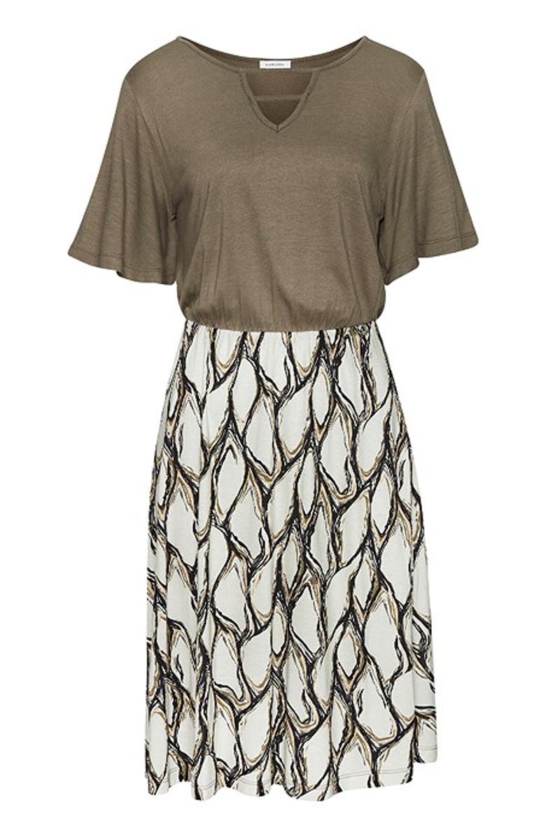 LASCANA Women's 2-In-1 Short Sleeve Dress, Alternate, color, Ivory Khaki