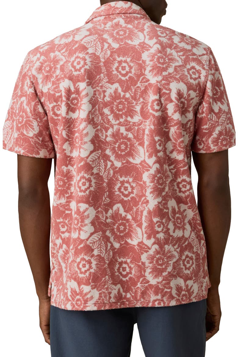 Cabana Floral Short Sleeve Terry Cloth Button-Up Shirt, Alternate, color, RED SUMMER FLOWERS