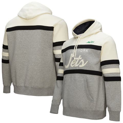 Men's Mitchell & Ness  Heather Gray New York Jets Head Coach Vintage Logo Pullover Hoodie