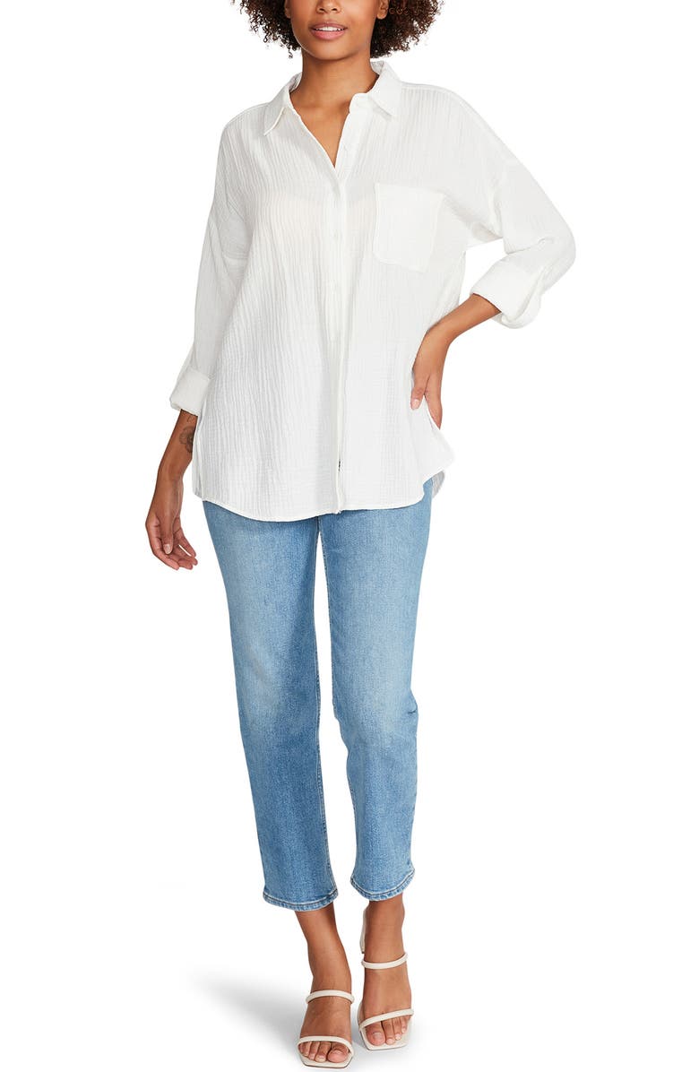 Steve Madden Gauze Button-Up Shirt, Alternate, color, 