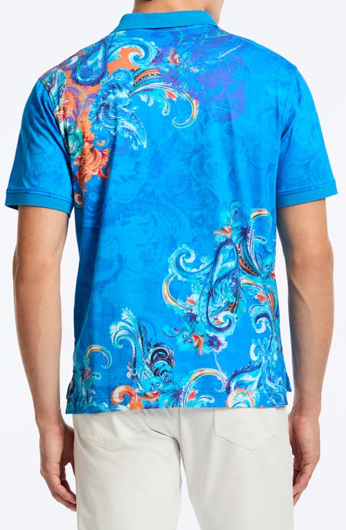 Robert Graham Royal Scroll Paisley Cotton Polo In Blue