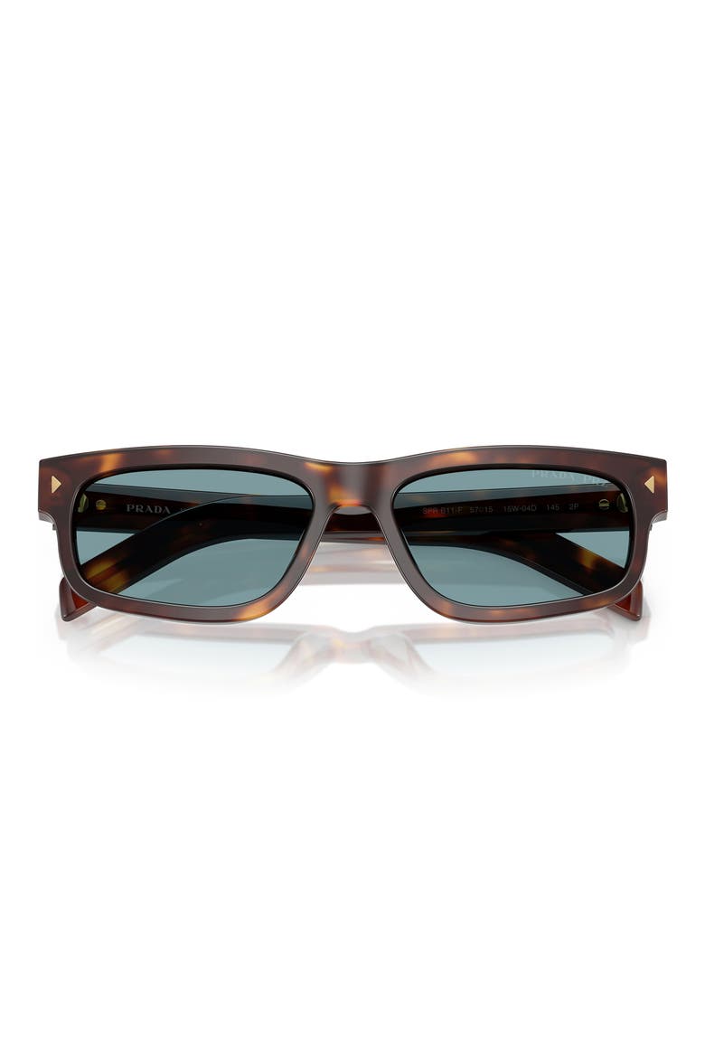57mm Polarized Rectangular Sunglasses, Alternate, color, BROWN TORT