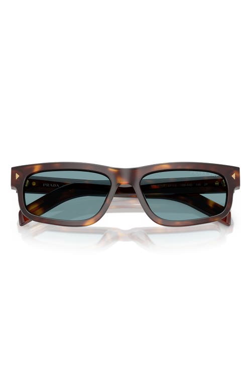 Shop Prada 57mm Polarized Rectangular Sunglasses In Brown Tort