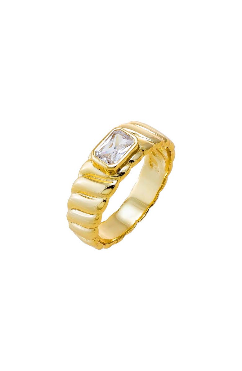 BY ADINA EDEN CZ Bezel Asscher Ridged Band Ring, Main, color, 
