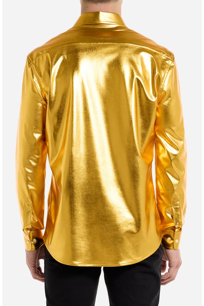 Groovy Gold Modern Tailored Fit Button-Up Shirt, Alternate, color, GOLD