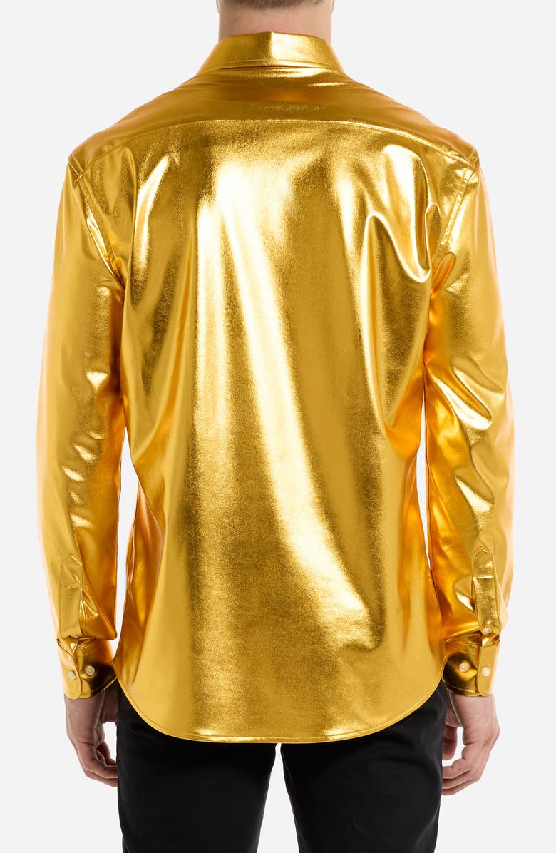 OppoSuits Groovy Gold Modern Tailored Fit Button-Up Shirt, Alternate, color, Gold