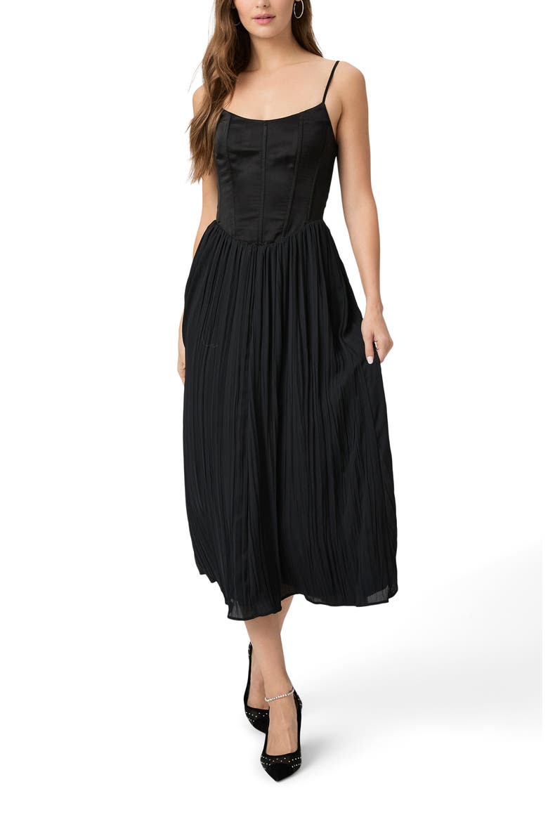 Elke Corset Midi Dress, Alternate, color, BLACK