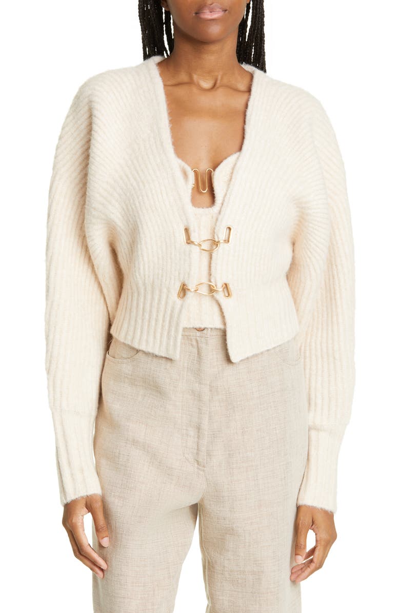 Cult Gaia Casella Metallic Toggle Cardigan, Main, color, 