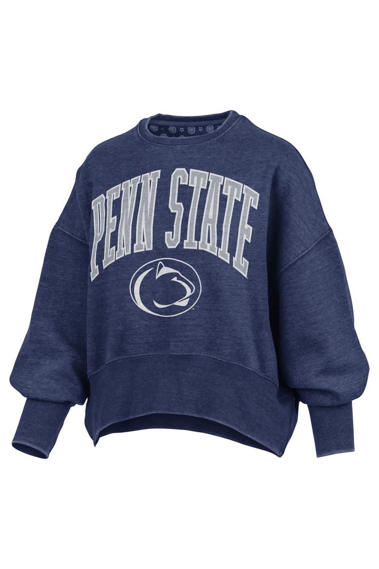 Women's Pressbox Navy Penn State Nittany Lions Oversized Waist-Length Crewneck Sweatshirt, Alternate, color, Navy