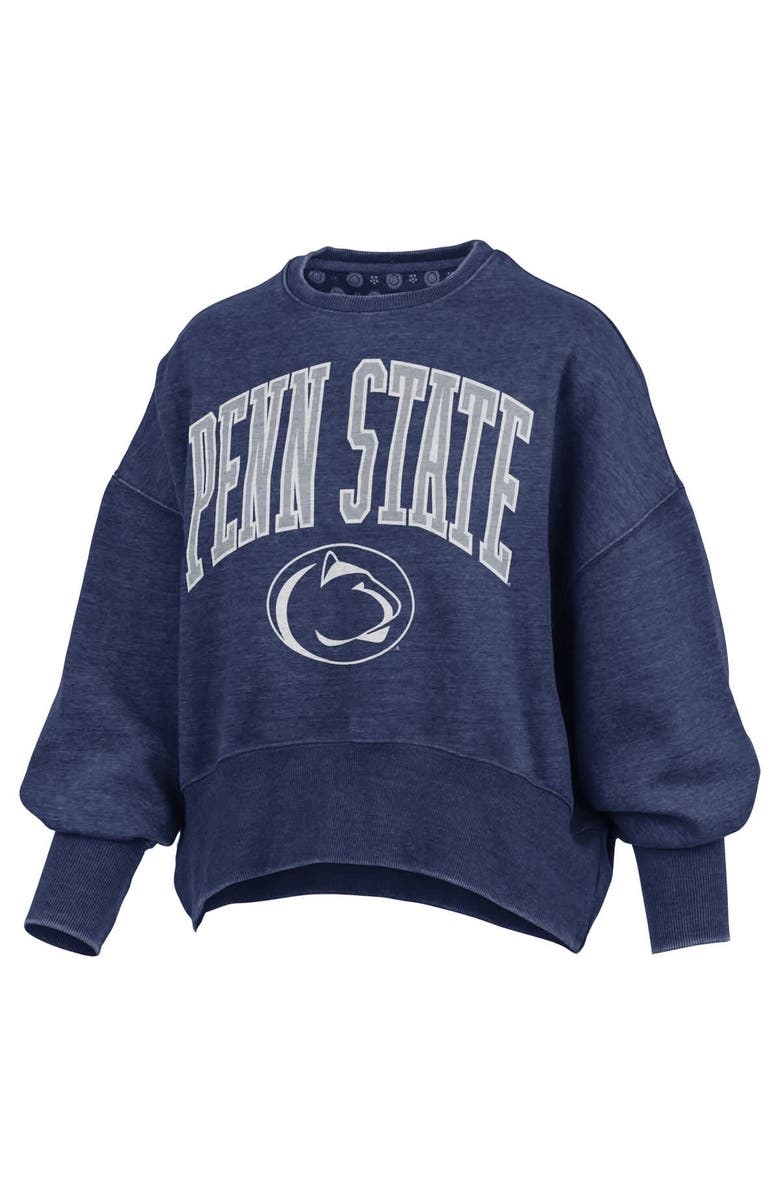 PRESSBOX Women's Pressbox Navy Penn State Nittany Lions Oversized Waist-Length Crewneck Sweatshirt, Alternate, color, Navy