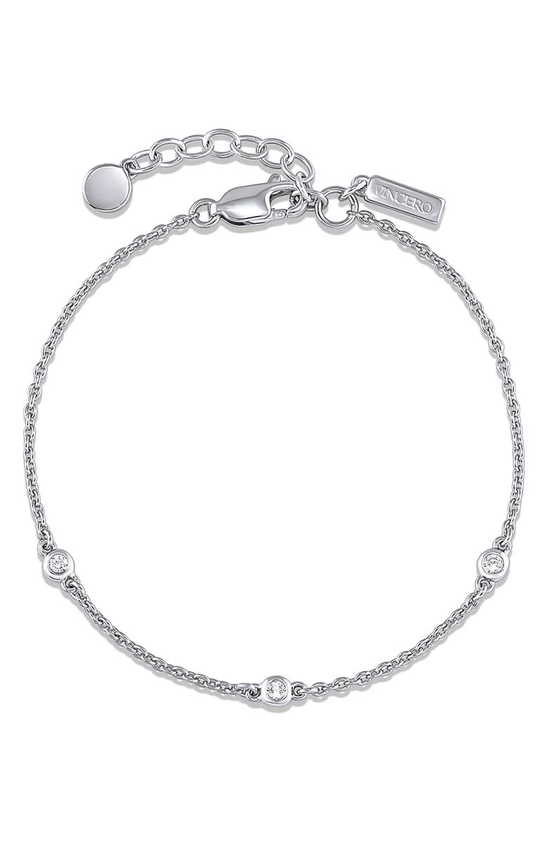 Vincero The Sapphire Trio Station Bracelet, Main, color, Silver