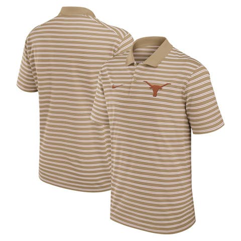 Men's Nike Tan Texas Longhorns Athletic Prep Striped Performance Polo