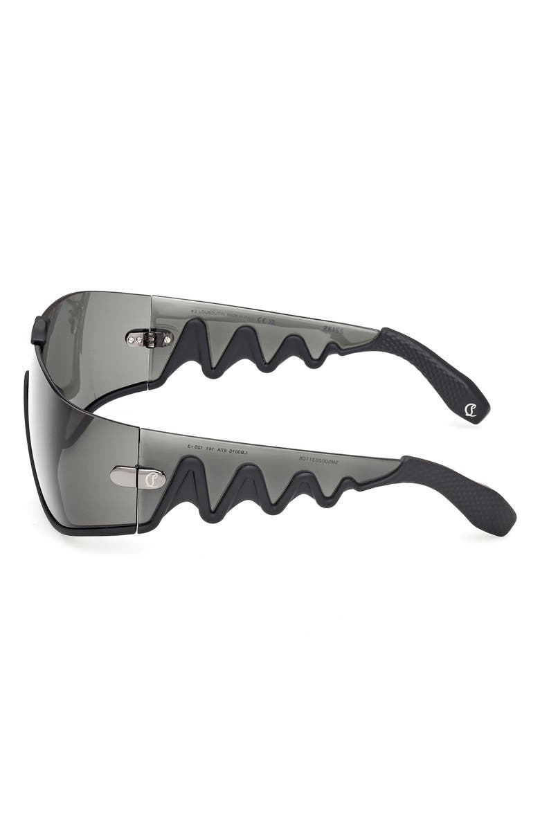 Christian Louboutin 141mm Loubishark Square Shield Sunglasses, Alternate, color, Black/ Smoke Grey