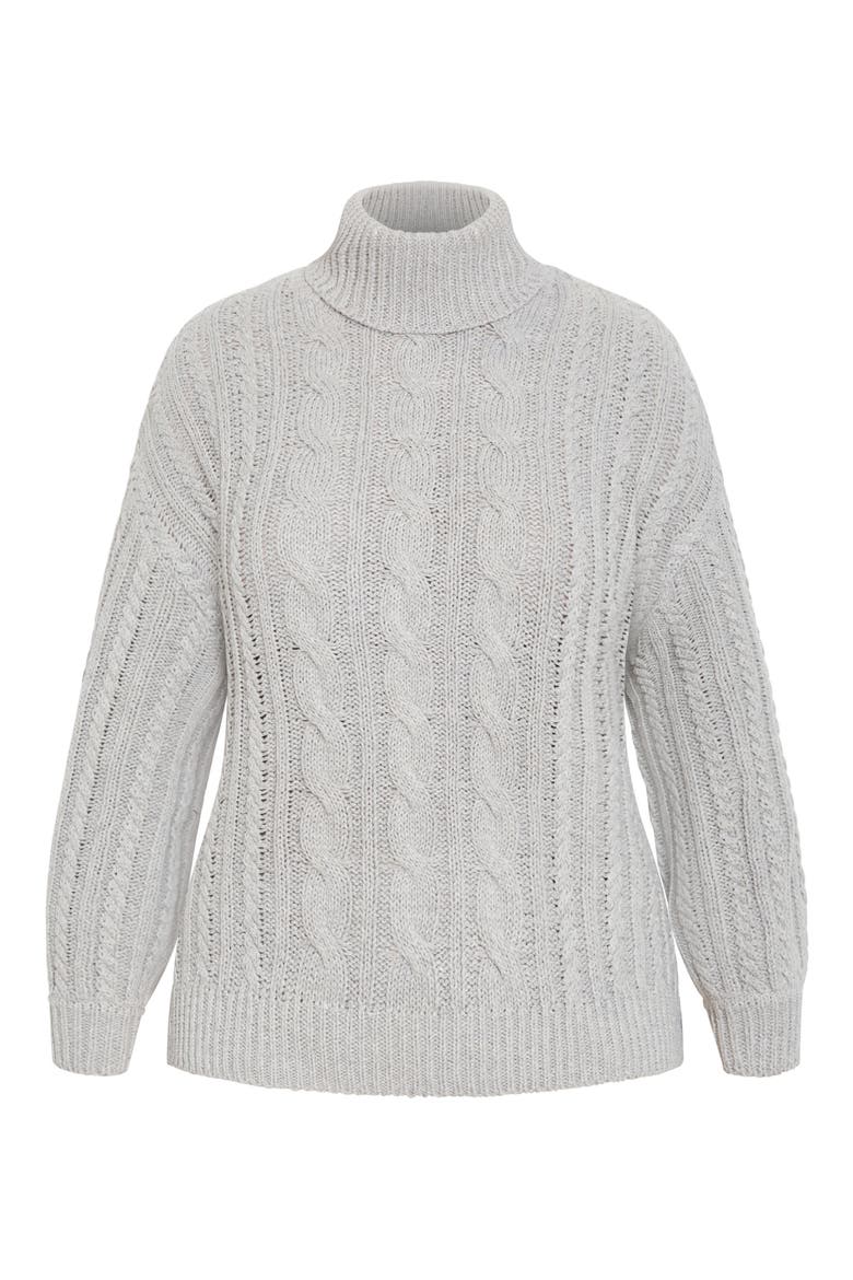 Avah Cable Stitch Turtleneck Sweater, Alternate, color, SILVER MARL