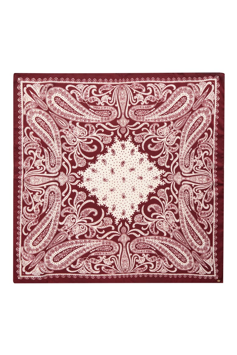 Paisley Square Satin Scarf, Alternate, color, MERLOT PAISLEY