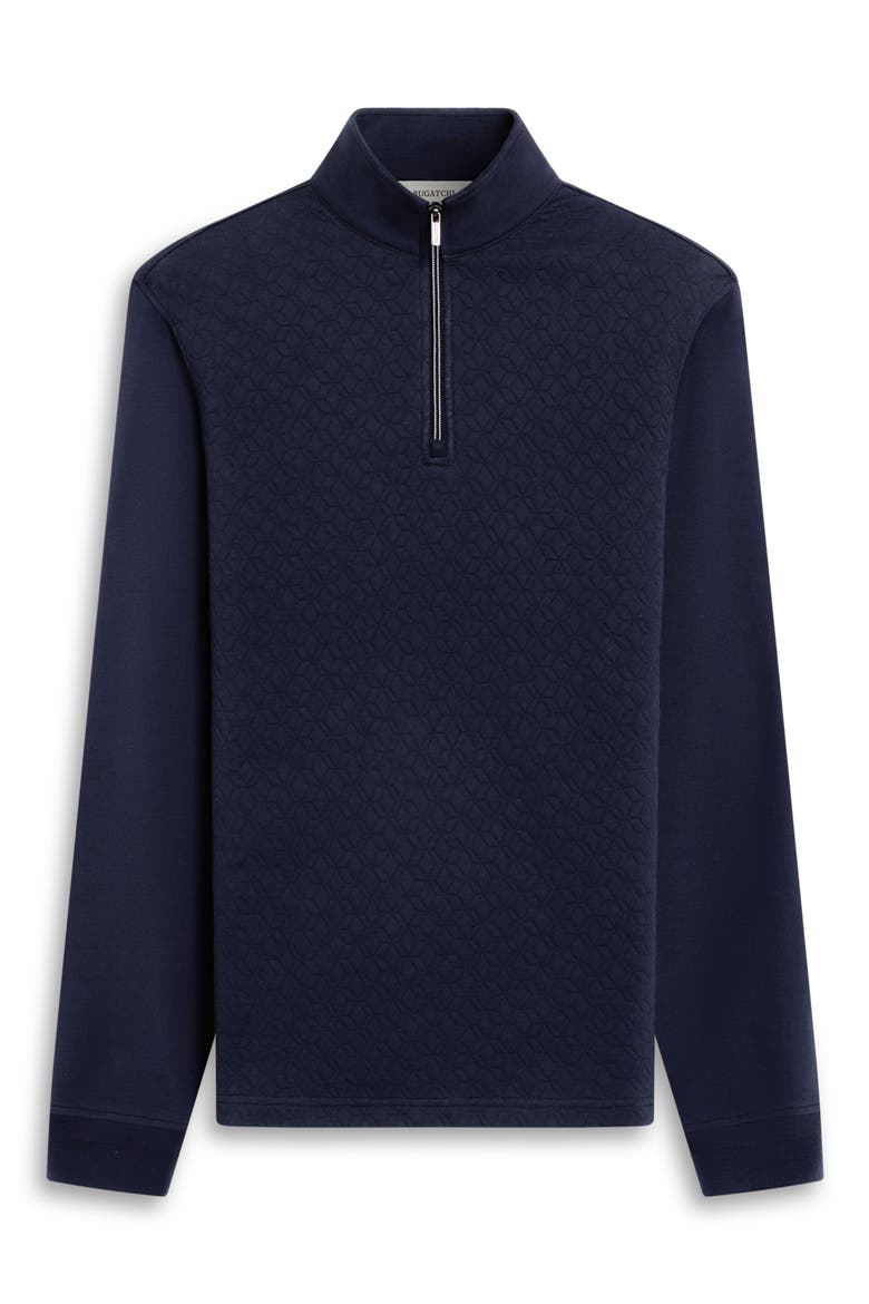 Diamond Quilted Quarter Zip Pullover, Alternate, color, NAVY