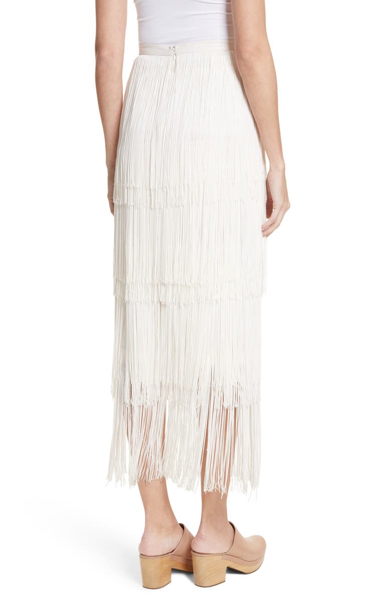 Rachel Comey Gyre Tiered Fringe Silk & Linen Skirt, Alternate, color, 