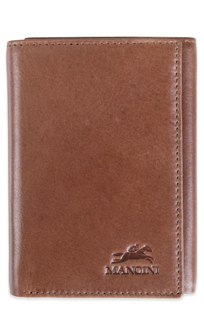 Mancini RFID Trifold Wallet, Main, color, Brown